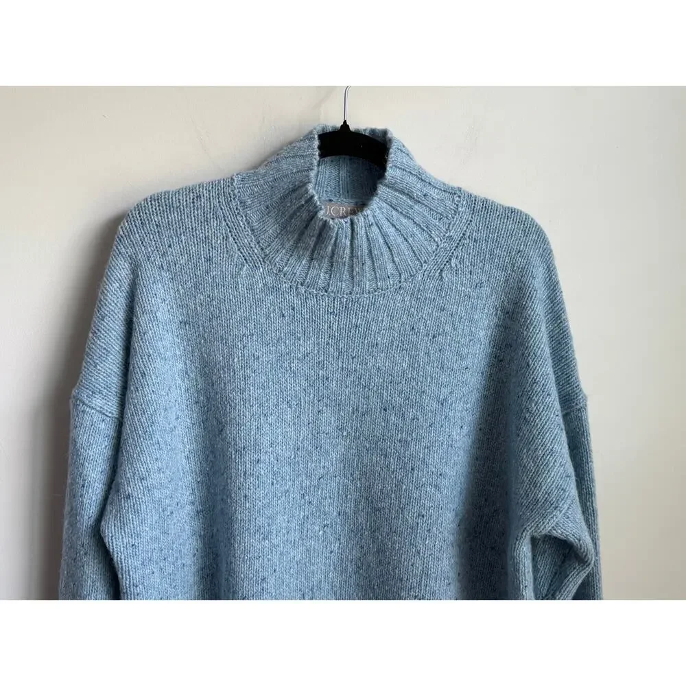 J. Crew Donegal Wool/Alpaca Blend Long Sleeve Relaxed Turtleneck Sweater Blue M
